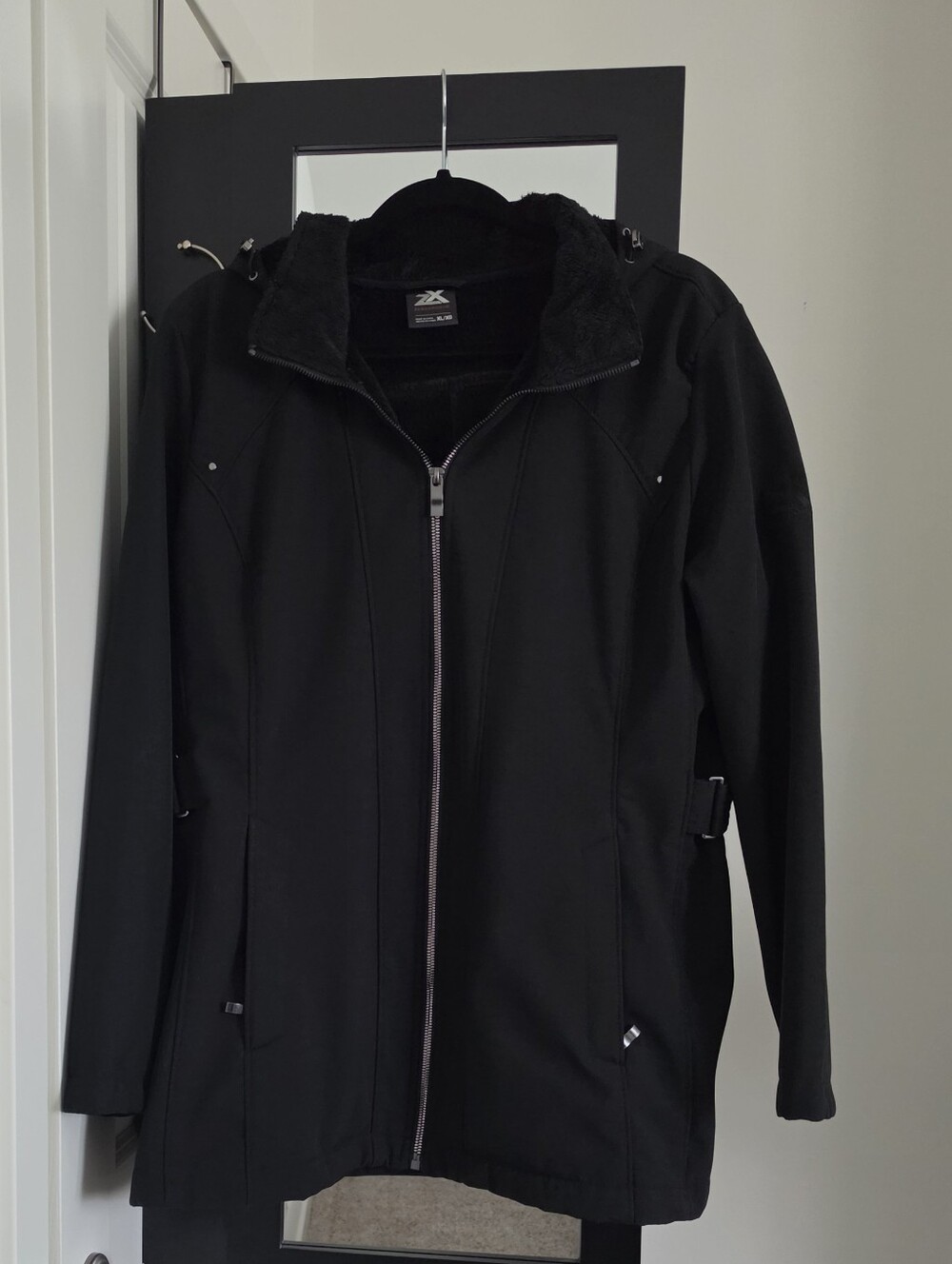 ZeroXposur Women’s Black Hooded Fleece Lined Softshell Coat Jacket